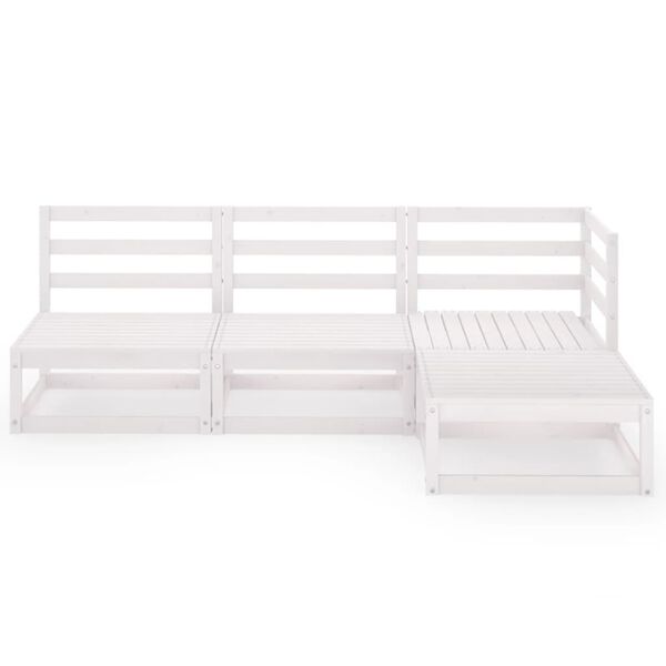 vidaXL 4-dielna z&aacute;hradn&aacute; sedacia s&uacute;prava biela mas&iacute;vna borovica