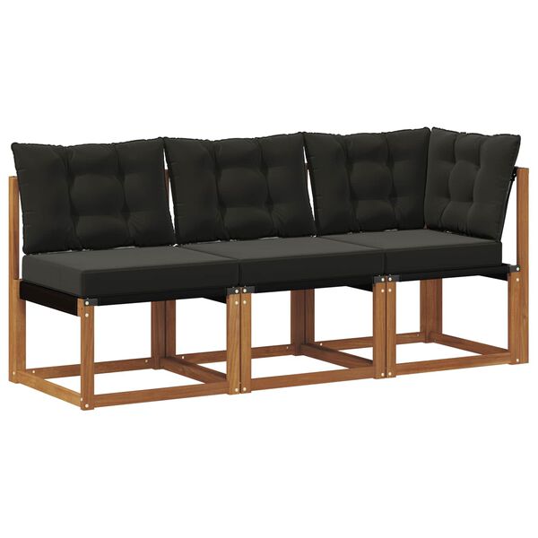 vidaXL Vonkaj&scaron;ia stredn&aacute; a rohov&aacute; pohovka s vank&uacute;&scaron;om 3 Kus Pr&iacute;rodn&aacute;