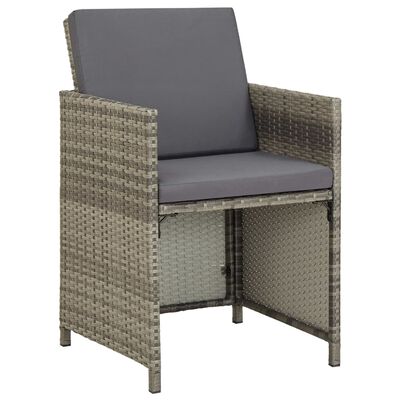 vidaXL Záhradné stoličky 2 ks s podložkami polyratan sivé