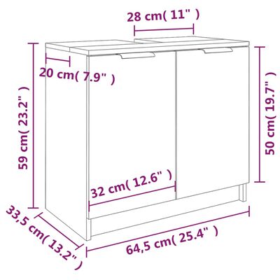 vidaXL Kúpeľňová skrinka dub sonoma 64,5x33,5x59 cm spracované drevo
