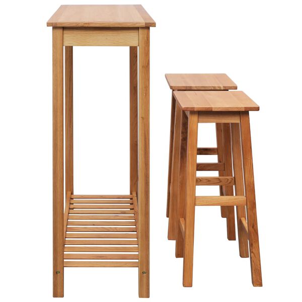 vidaXL 3-dielna barová súprava masívne dubové drevo