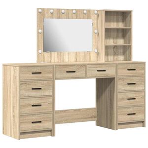 vidaXL Toaletn&yacute; stol&iacute;k so z&aacute;suvkou 3 pcs Sonoma dub Kompozitn&eacute; drevo