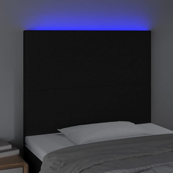 vidaXL Čelo postele s LED čierne 100x5x118/128 cm umel&aacute; koža