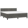 vidaXL Posteľn&yacute; r&aacute;m boxspring s matracom tmavosiv&yacute; 160x200 cm zamat