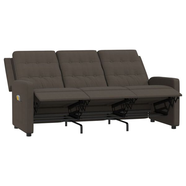 vidaXL 3-miestne sklápacie masážne kreslo, hnedé, látka