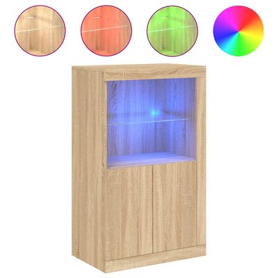 vidaXL Bočná skrinka s LED svetlami dub sonoma kompozitné drevo