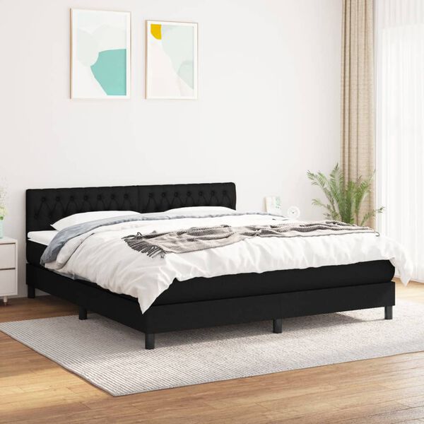 vidaXL Posteľn&yacute; r&aacute;m boxspring s matracom čierny 180x200 cm l&aacute;tka