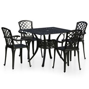 vidaXL 5-dielna bistro s&uacute;prava liaty hlin&iacute;k čierna