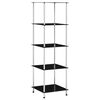 vidaXL Reg&aacute;l s 5 policami, čierny 40x40x130 cm, tvrden&eacute; sklo
