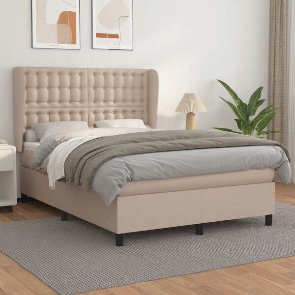 vidaXL Boxspring posteľ s matracom kapuč&iacute;nov&aacute; 140x190 cm umel&aacute; koža