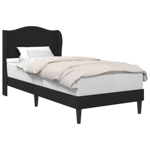 vidaXL R&aacute;m postele s čelnou doskou Čierna 90 x 190 cm Umel&aacute; koža