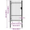 vidaXL Jednokrídlová plotová brána s hrotmi, oceľ 1x1,75 m, čierna