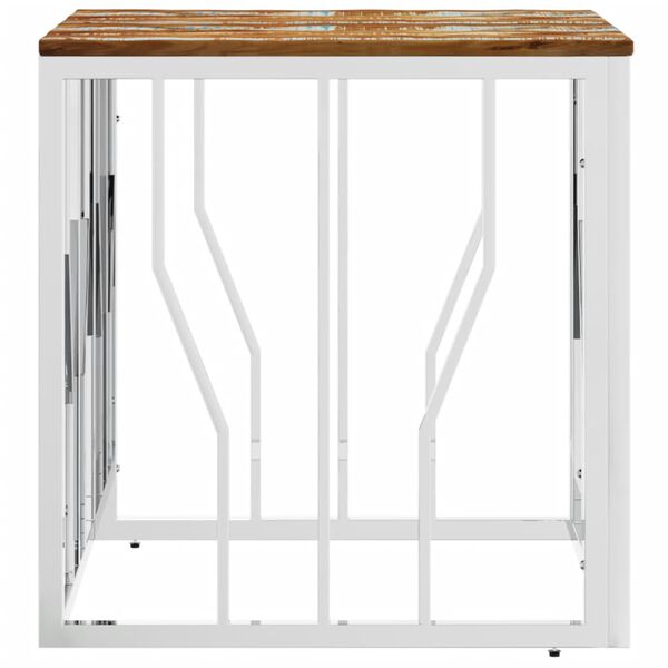 vidaXL Konferenčný stolík strieborný nehrdzavejúca oceľ a recyk. masív