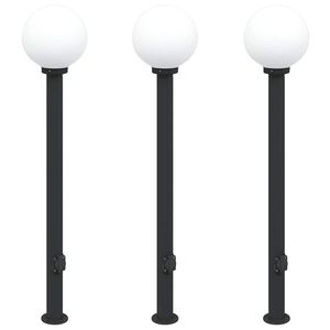 vidaXL Stĺpikov&eacute; svetl&aacute; so z&aacute;suvkou 3 ks 120 cm čierne IP44