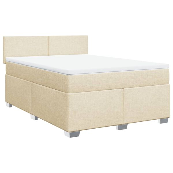 vidaXL Posteľn&yacute; r&aacute;m boxspring s matracom kr&eacute;mov&yacute; 140x200 cm l&aacute;tka