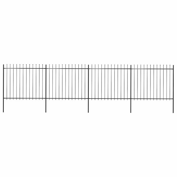 vidaXL Záhradný plot s vrchnou časťou z ocele 714,5x150 cm čierny