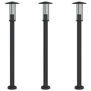 vidaXL Vonkaj&scaron;ie stojace lampy 3 ks čierne 100 cm nehrdzavej&uacute;ca oceľ