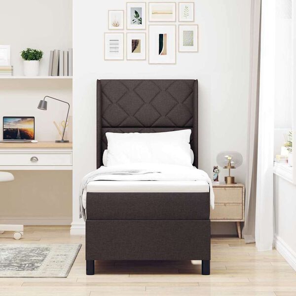 vidaXL Posteľ s pružinov&yacute;m r&aacute;mom Tmavo hned&aacute; 90 x 190 cm l&aacute;tka