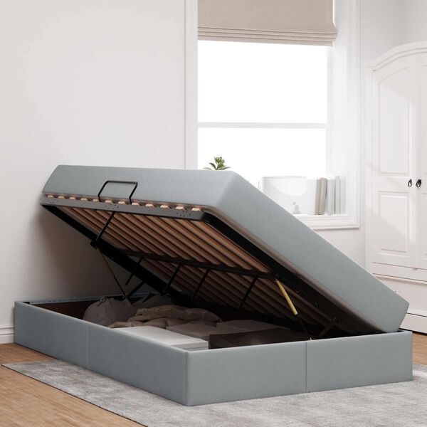 vidaXL Postel s &uacute;ložn&yacute;m prostorem a matrac&iacute; Svetlosiv&aacute; 120 x 190 cm