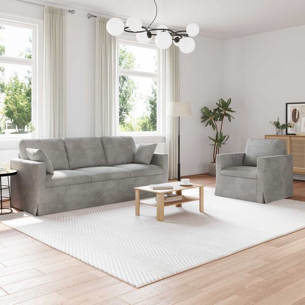 vidaXL Pohovka 2 pcs Svetlosiv&aacute; 198 x 78 x 80 cm Zamat