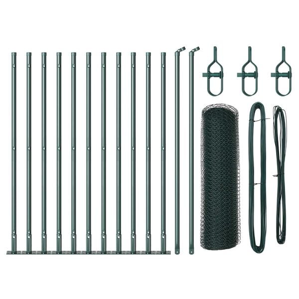 vidaXL Stĺp na plot. Zelená 25 x 0,4 m (25 mm sieť) Ocel a PVC