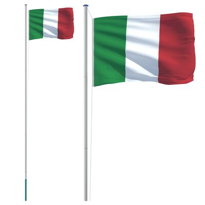 vidaXL Talianska vlajka a tyč 6,23 m hliník