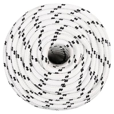vidaXL Pletené lodné lano biele 14 mm x 250 m polyester