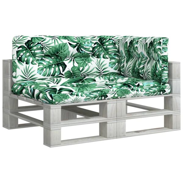 vidaXL Podložky na paletov&yacute; n&aacute;bytok 3 ks, vzor s listami, l&aacute;tka