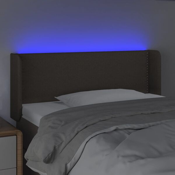 vidaXL Čelo postele s LED sivohnedé 93x16x78/88 cm látka