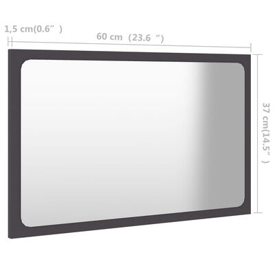 vidaXL Kúpeľňové zrkadlo, sivé 60x1,5x37 cm, kompozitné drevo