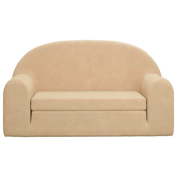 vidaXL Detská rozkladacia pohovka 2-miestna krémová mäkký plyš