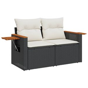 vidaXL Z&aacute;hradn&aacute; pohovka s vank&uacute;&scaron;mi 2-miestna čierna polyrattan