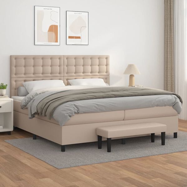 vidaXL Boxspring posteľ s matracom kapuč&iacute;nov&aacute; 200x200 cm umel&aacute; koža