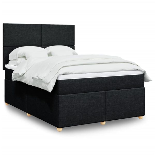 vidaXL Posteľn&yacute; r&aacute;m boxspring s matracom čierny 160x200 cm l&aacute;tka