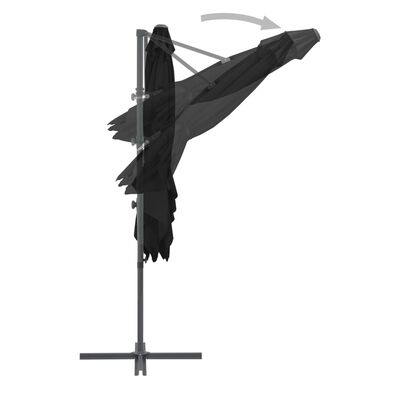 vidaXL Závesný slnečník s oceľovou tyčou čierny 250x250 cm