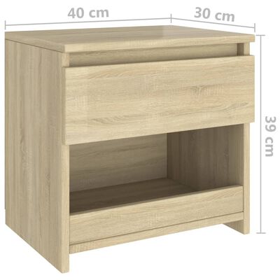 vidaXL Nočné stolíky 2 ks, dub sonoma 40x30x39 cm, kompozitné drevo
