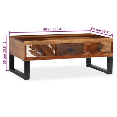 vidaXL Konferenčný stolík, masívne sheeshamové drevo, 90x50x35 cm