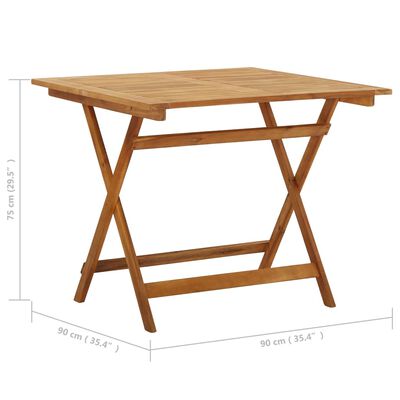 vidaXL Skladací záhradný stôl 90x90x75 cm akáciový masív