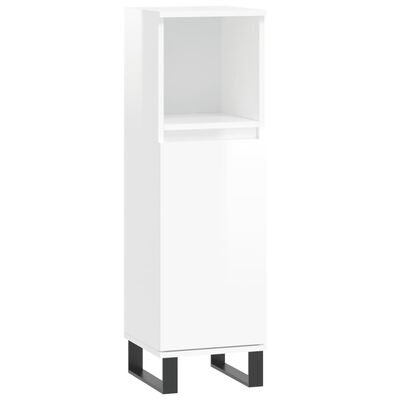 vidaXL 3-dielna sada kúpeľňového nábytku lesklá biela kompozitné drevo