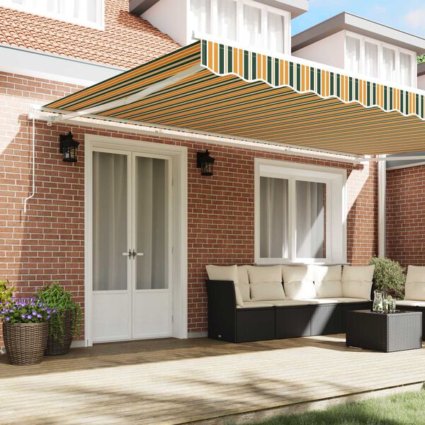 vidaXL Zatemniteľná markíza Zelená a žltá 500 × 300 cm Polyester, Kov