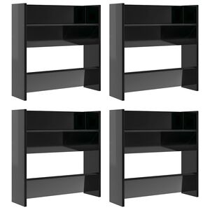 vidaXL N&aacute;stenn&eacute; skrinky na top&aacute;nky 4 ks, leskl&eacute; čierne 60x18x60 cm