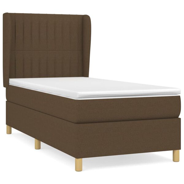 vidaXL Boxspring posteľ s matracom tmavohned&aacute; 90x190 cm l&aacute;tka