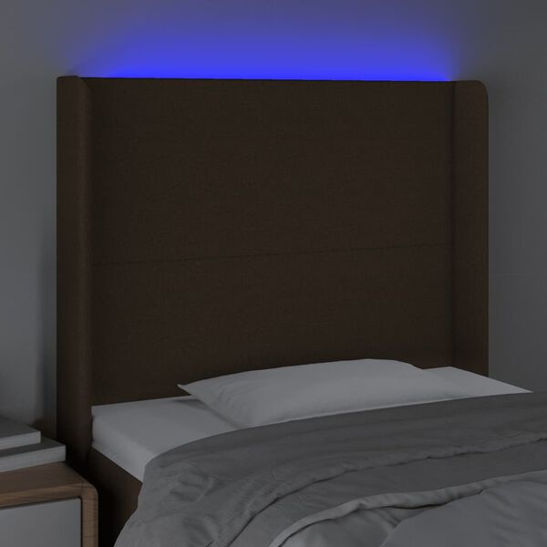 vidaXL Čelo postele s LED tmavohend&eacute; 83x16x118/128 cm l&aacute;tka