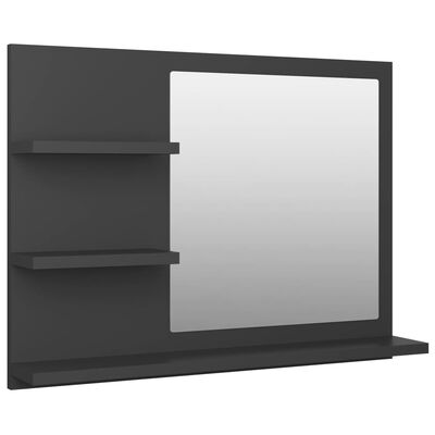 vidaXL Kúpeľňové zrkadlo, sivé 60x10,5x45 cm, kompozitné drevo
