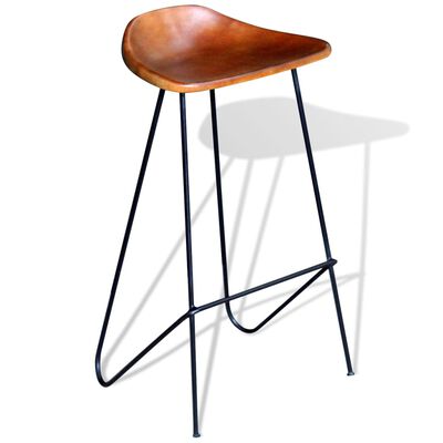vidaXL Barové stoličky 6 ks, hnedé, pravá koža