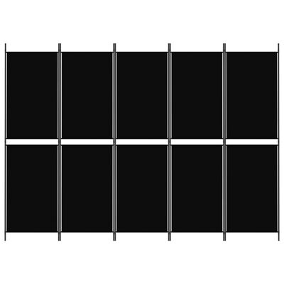 vidaXL 5-panelový paraván čierna 250x180 cm látka