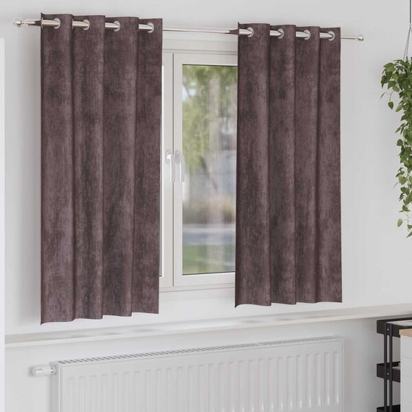 vidaXL Sametov&eacute; z&aacute;vesy so z&aacute;clonami 2 pcs Hned&aacute; 175 x 140 cm Zamat
