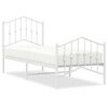 vidaXL Kovov&yacute; r&aacute;m postele s predn&yacute;m a zadn&yacute;m čelom biely 75x190 cm