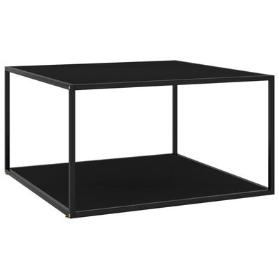 vidaXL Konferenčný stolík, čierny, čierne sklo 90x90x50 cm