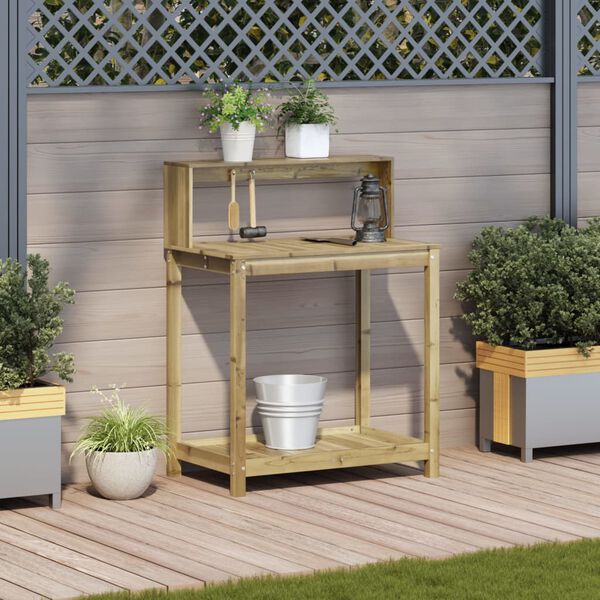 vidaXL Stôl na presádzanie s policami 82,5x50x109,5 cm impreg.borovica